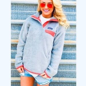 Patagonia Women's Re-tool Snap-T Pullover in Grey & Pink Size Large